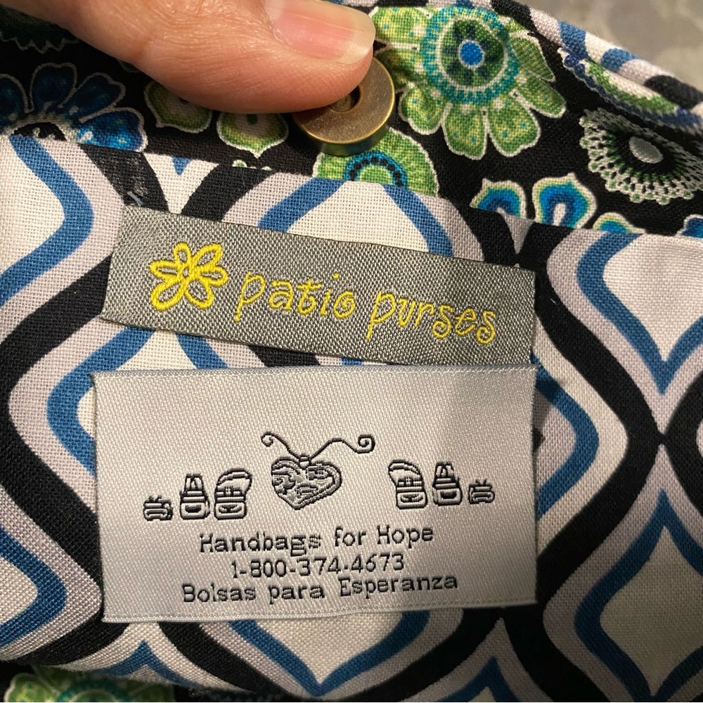 Handbags for hope patio purses fabric black white print snap button closure - Picture 2 of 8
